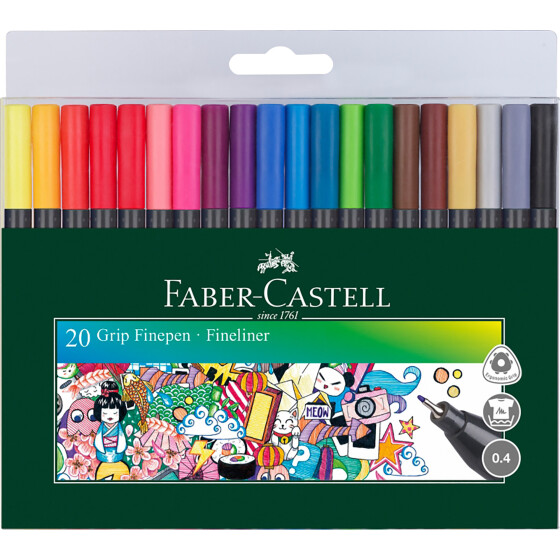 Fineliner FINEPEN Grip Black Edition 0,4 mm - 20er Kartonetui