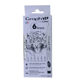 GRAPHIT 6er Set Pigmentliner ( 005 0.1 0.2 0.3 0.5 0.8) - schwarz
