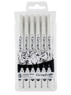 GRAPHIT 6er Set Fineliner schwarz  005 0.1 0.2 0.3 0.5 0.8