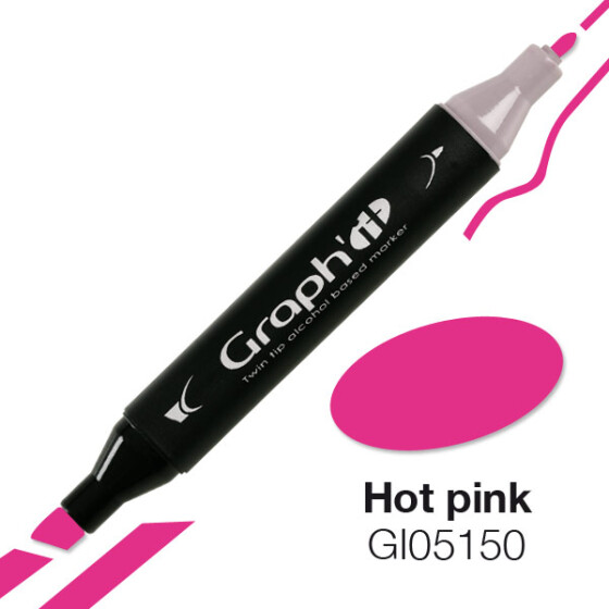 GRAPHIT Marker mit Rund- / Keilspitze Alkohol-basiert, Farbe: Hot Pink (5150)