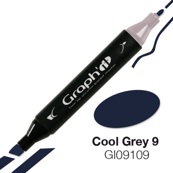 GRAPHIT Marker mit Rund- / Keilspitze Alkohol-basiert, Farbe: Cool Grey 9 (9109)