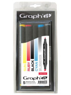 GRAPHIT Marker mit Rund- / Keilspitze Alkohol-basiert, 5er Set - Basic