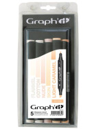 GRAPHIT Marker mit Rund- / Keilspitze Alkohol-basiert, 5er Set - Skin Tones