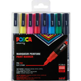 Marker POSCA PC-3M fein Rundspitze 0,9-1,3 mm - 8er Etui...