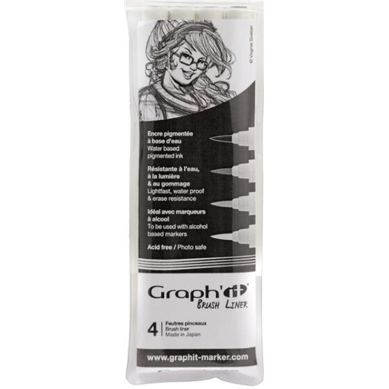 GRAPHIT Set of 4 Brush-Liner - 3 Grautöne + 1 schwarz