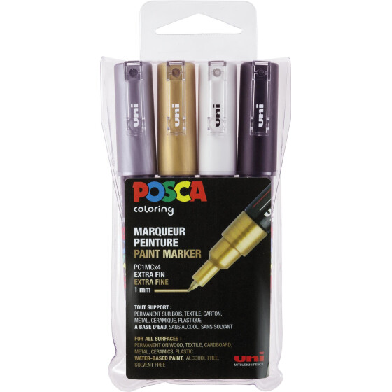 Marker POSCA PC-1MC extra-fein konische Spitze 0,7 mm - 4er Set sortiert