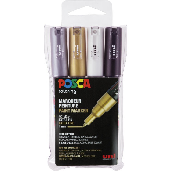 Marker POSCA PC-1MC extra-fein konische Spitze 0,7 mm - 4er Set sortiert