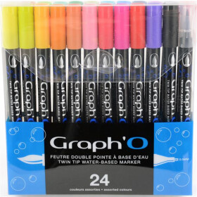 GRAPHO wasserbasierter Twin Tip Marker 24er Etui