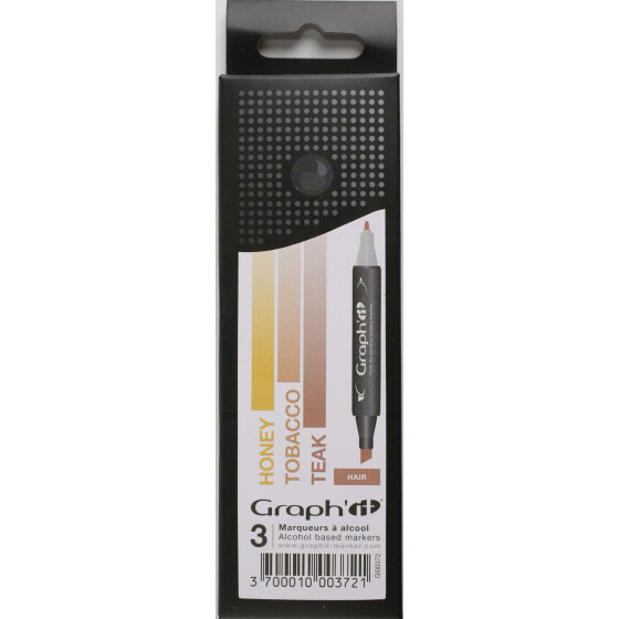 GRAPHIT Marker mit Rund- / Keilspitze Alkohol-basiert, 3er Set - Hair