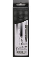 GRAPHIT Marker mit Rund- / Keilspitze Alkohol-basiert, 3er Set - Black & White