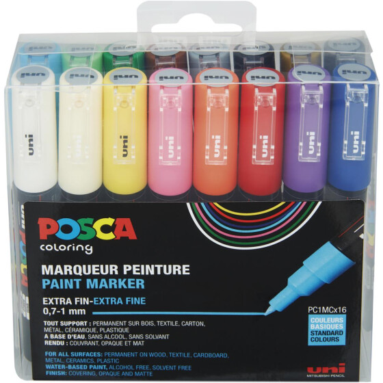 Marker POSCA PC-1MC extra-fein konische Spitze 0,7 mm - 16er Set sortiert