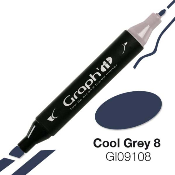 GRAPHIT Marker mit Rund- / Keilspitze Alkohol-basiert, Farbe: Cool Grey 8 9108