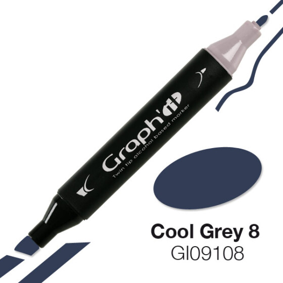 GRAPHIT Marker mit Rund- / Keilspitze Alkohol-basiert, Farbe: Cool Grey 8 (9108)