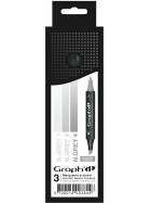 GRAPHIT Marker mit Rund- / Keilspitze Alkohol-basiert, 3er Set  - Neutral Grey