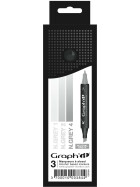 GRAPHIT Marker mit Rund- / Keilspitze Alkohol-basiert, 3er Set  - Neutral Grey