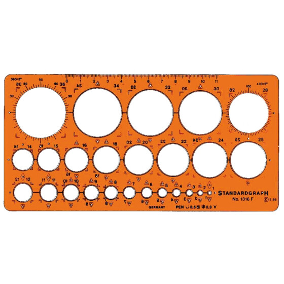 kleine Kreisschablone Standardgraph 1-36mm