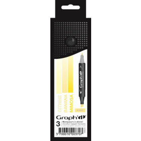 GRAPHIT Marker mit Rund- / Keilspitze Alkohol-basiert, 3er Set - Sunny