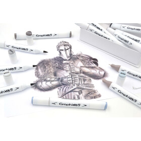 GRAPHIT Marker Brush & Extra Fine 12er Set - Mix greys