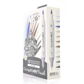 GRAPHIT Marker Brush & Extra Fine 12er Set - Mix greys