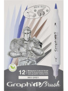 GRAPHIT Marker Brush & Extra Fine 12er Set - Mix greys