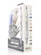 GRAPHIT Marker Brush & Extra Fine 12er Set - Mix greys