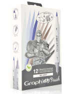 GRAPHIT Marker Brush & Extra Fine 12er Set - Mix greys