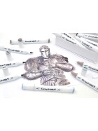 GRAPHIT Marker Brush & Extra Fine 12er Set - Mix greys
