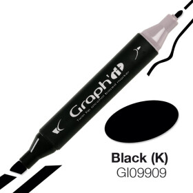 GRAPHIT Marker mit Rund- / Keilspitze Alkohol-basiert, Farbe: Black (K) (9909)