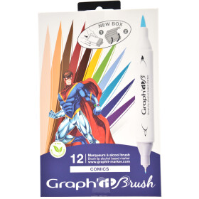 GRAPHIT Marker Brush & Extra Fine 12er Set - Comics