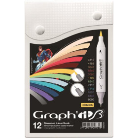 GRAPHIT Marker Brush & Extra Fine 12er Set - Comics