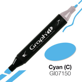 GRAPHIT Marker mit Rund- / Keilspitze Alkohol-basiert, Farbe: Cyan (7150)