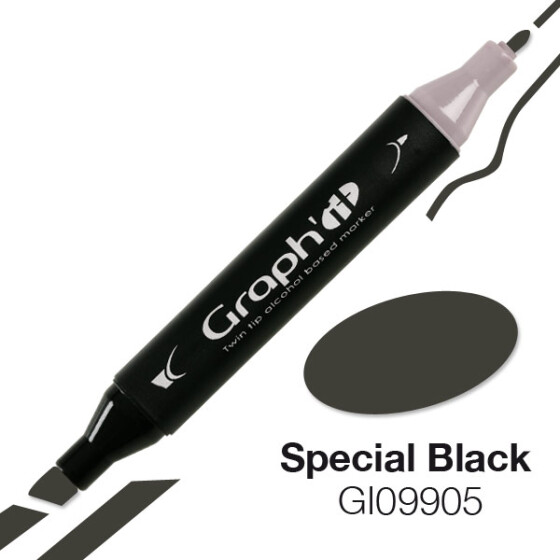 GRAPHIT Marker mit Rund- / Keilspitze Alkohol-basiert, Farbe: Special Blac (9905)