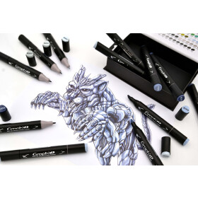 GRAPHIT Marker mit Rund- / Keilspitze Alkohol-basiert, 12er Set Cool Greys