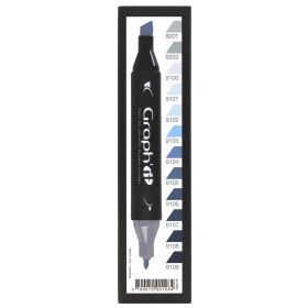 GRAPHIT Marker mit Rund- / Keilspitze Alkohol-basiert, 12er Set Cool Greys