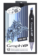 GRAPHIT Marker mit Rund- / Keilspitze Alkohol-basiert, 12er Set Cool Greys