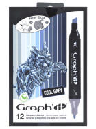 GRAPHIT Marker mit Rund- / Keilspitze Alkohol-basiert, 12er Set Cool Greys