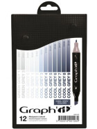 GRAPHIT Marker mit Rund- / Keilspitze Alkohol-basiert, 12er Set Cool Greys