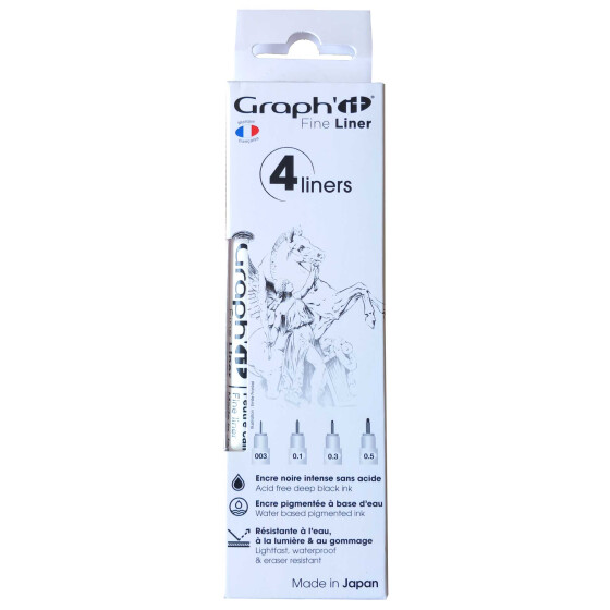 GRAPH IT 4er Set Pigmentliner (003, 01, 03, 05) - schwarz