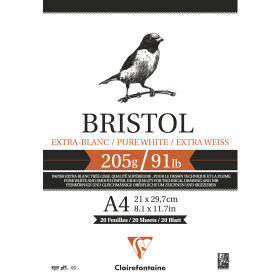 Bristolkarton Block A4-20 Blatt 205g/qm