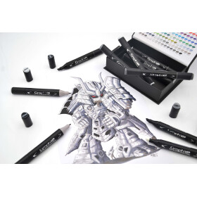 GRAPHIT Marker mit Rund- / Keilspitze Alkohol-basiert, 12er Set Neutral Greys