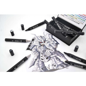 GRAPHIT Marker mit Rund- / Keilspitze Alkohol-basiert, 12er Set Neutral Greys