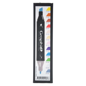 GRAPHIT Marker mit Rund- / Keilspitze Alkohol-basiert, 12er Set Manga