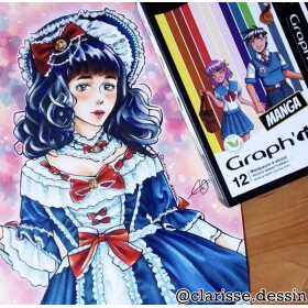 GRAPHIT Marker mit Rund- / Keilspitze Alkohol-basiert, 12er Set Manga