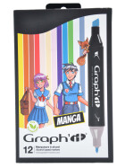 GRAPHIT Marker mit Rund- / Keilspitze Alkohol-basiert, 12er Set Manga