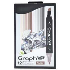 Layoutmarker GRAPHIT 12er Set - Mix Greys