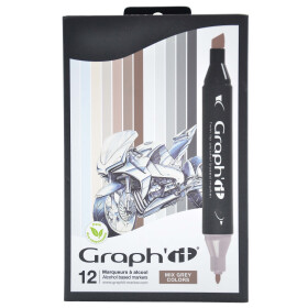Layoutmarker GRAPHIT 12er Set - Mix Greys