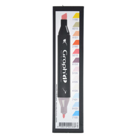GRAPHIT Marker mit Rund- / Keilspitze Alkohol-basiert, 12er Set Characters colo
