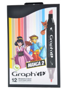 GRAPHIT Marker mit Rund- / Keilspitze Alkohol-basiert, 12er Set Characters colo