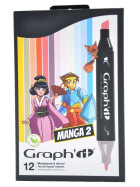 GRAPHIT Marker mit Rund- / Keilspitze Alkohol-basiert, 12er Set Characters color