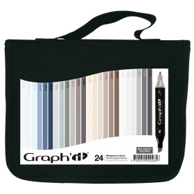 GRAPHIT Marker mit Rund- / Keilspitze Alkohol-basiert, 24er Set Mix greys